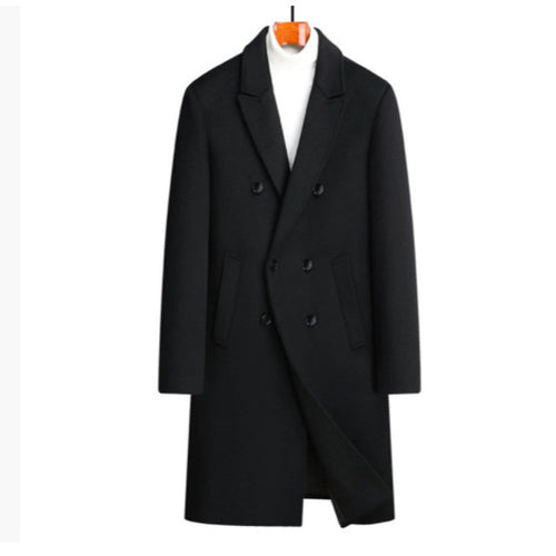 Elegant wool coat for men with double-breasted and decorative lapel Lune London