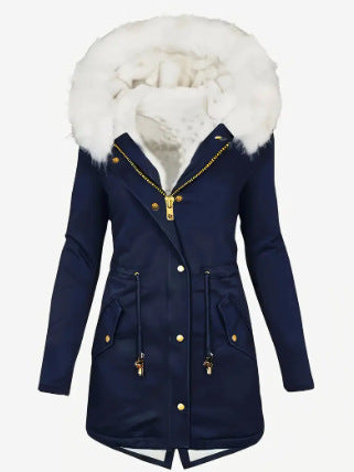 Ladies padded winter coat with removable hood Lune London