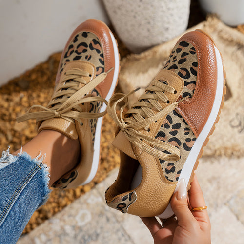Women's sneakers with leopard print and breathable sole Lune London