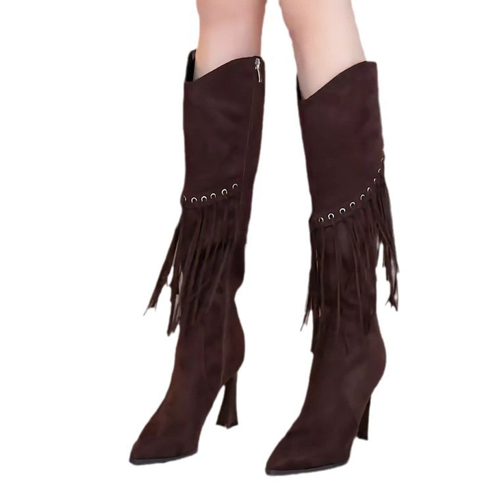 Fringe boots for ladies with stylish accents and an elegant heel Lune London