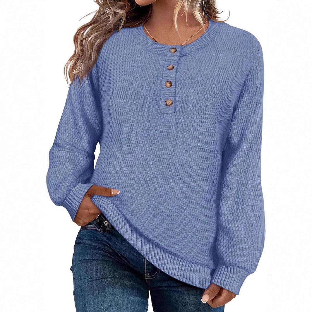 Casual shirt sweater for women with button placket and textured pattern Lune London