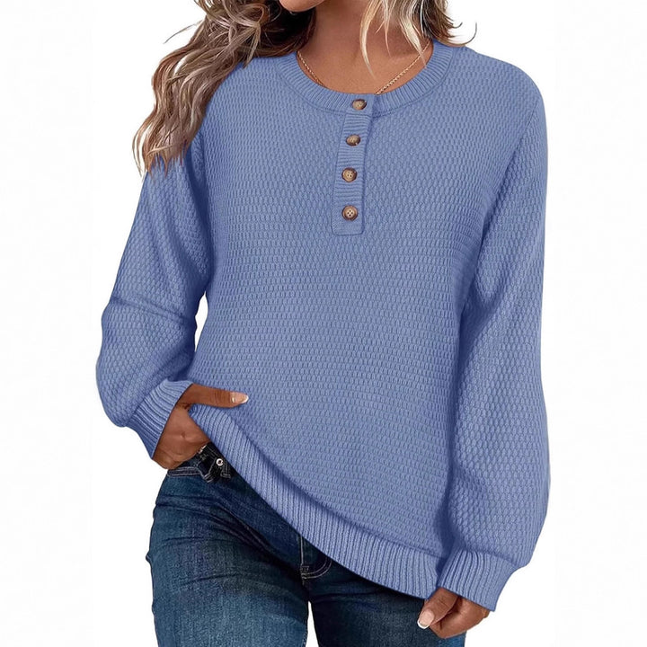 Casual shirt sweater for women with button placket and textured pattern Lune London