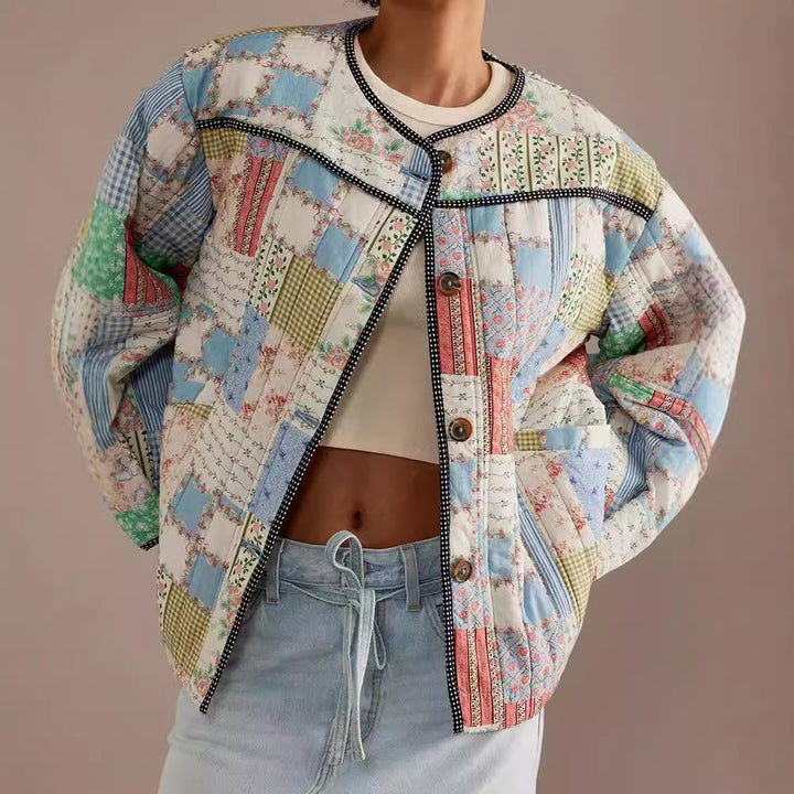 Ladies Quilted Bomber Jacket Patchwork Lune London