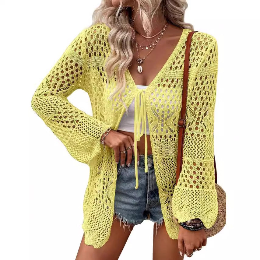 Ladies' knit kimono with an airy mesh structure Lune London