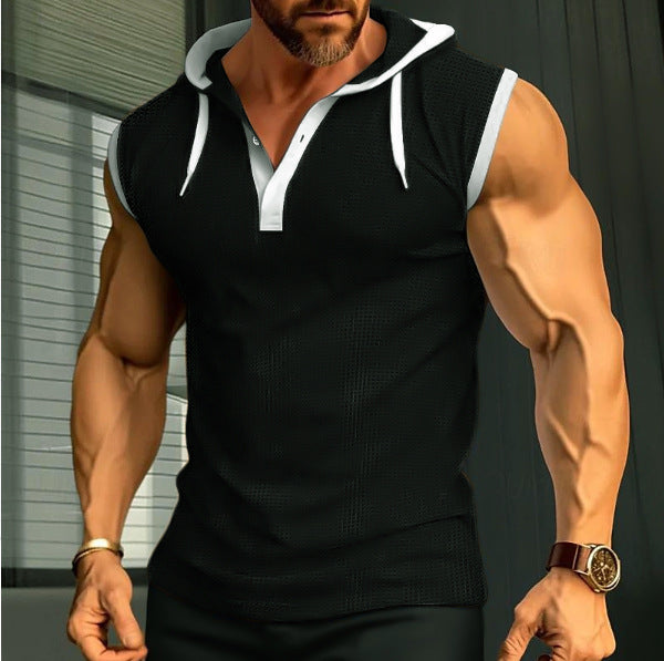 Sleeveless polo for men with modern cut and practical hood Lune London