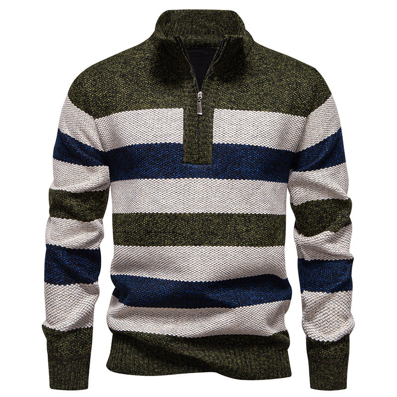 Casual men's sweater with a modern high collar and half-zip closure Lune London