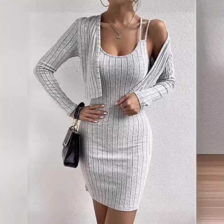 Women's knit dress with open cardigan Lune London