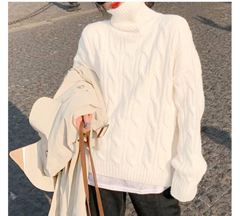 Knitted sweater for ladies with high collar Lune London