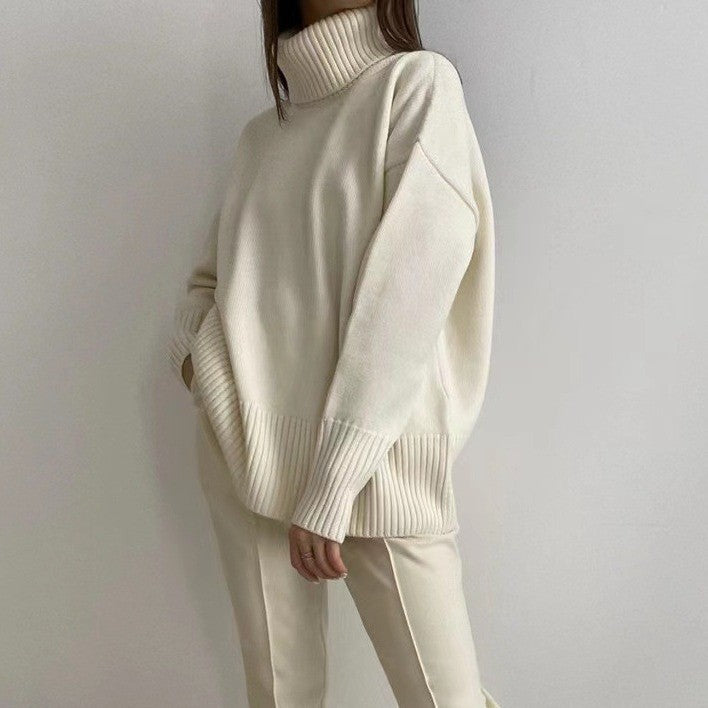Loop collar sweater for women in soft material Lune London