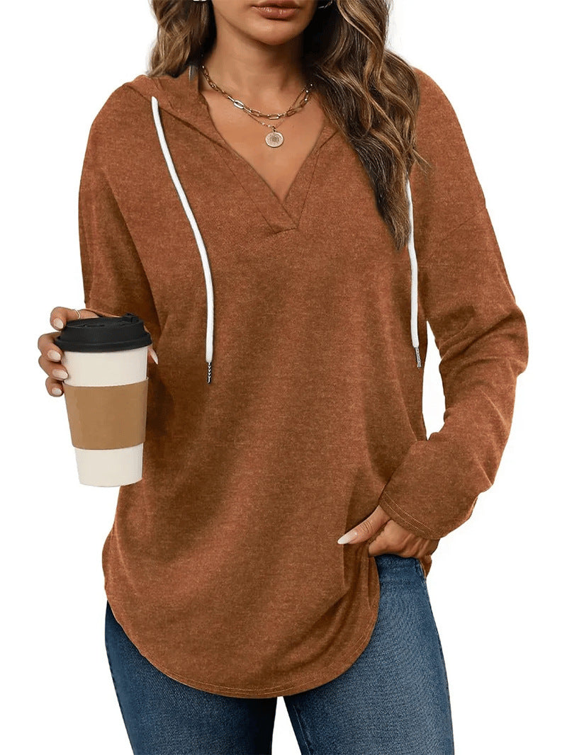 Women's casual hoodie with V-neck and long sleeves Lune London