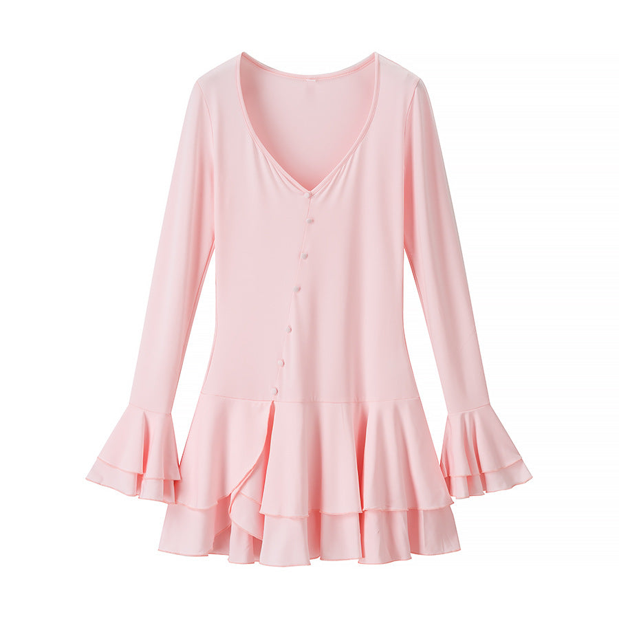 Shirt dress for women with a voluminous ruffle trim and an elegant button detail Lune London