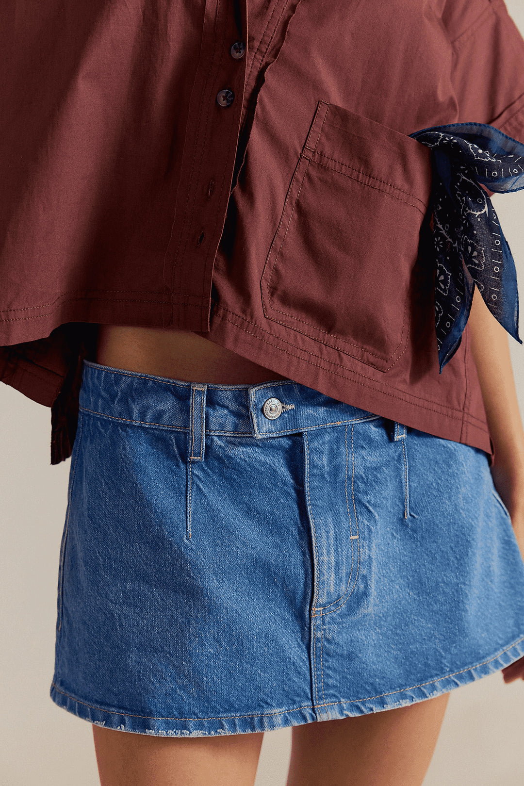 Women's denim mini skirt with frayed hem and casual fit Lune London
