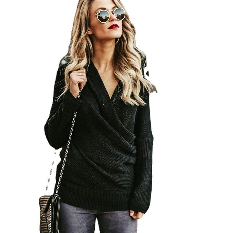 Wrap sweater for women with plunging neckline design and loose fit Lune London