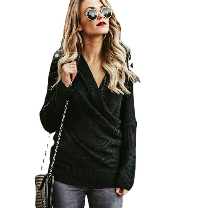 Wrap sweater for women with plunging neckline design and loose fit Lune London