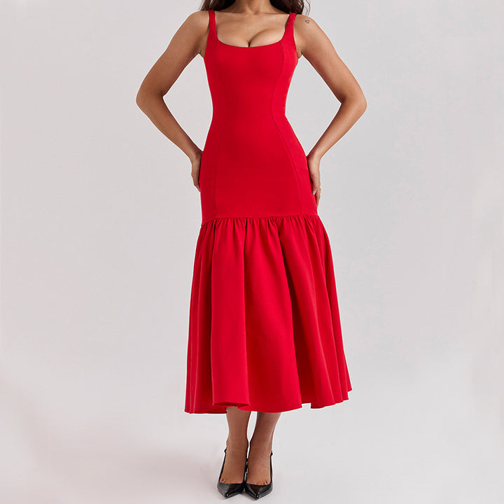 Glamorous maxi dress for women with flared skirt and fitted top Chic & Stil