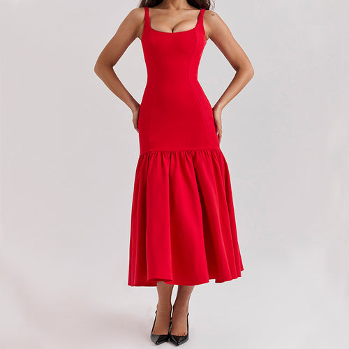 Glamorous maxi dress for women with flared skirt and fitted top Chic & Stil