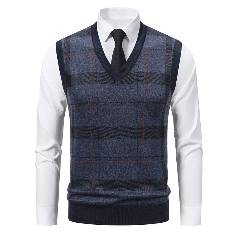 Knitted vest for men with a modern checkered pattern Lune London