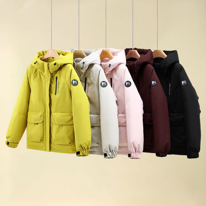 Ladies Insulated Outer Jacket with Oversized Hood and Practical Pockets Lune London