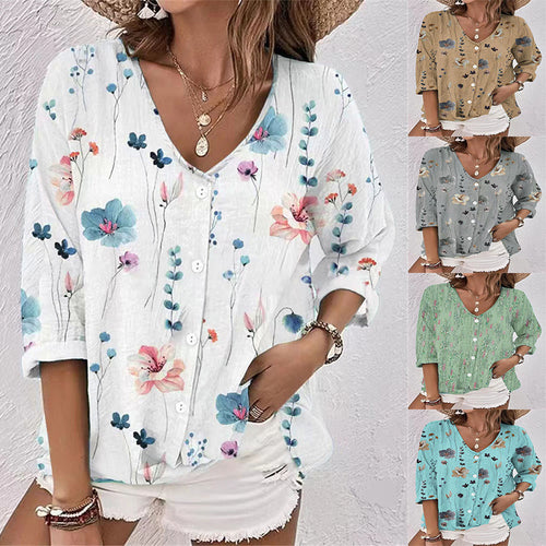Women's blouse with floral design and button front Lune London