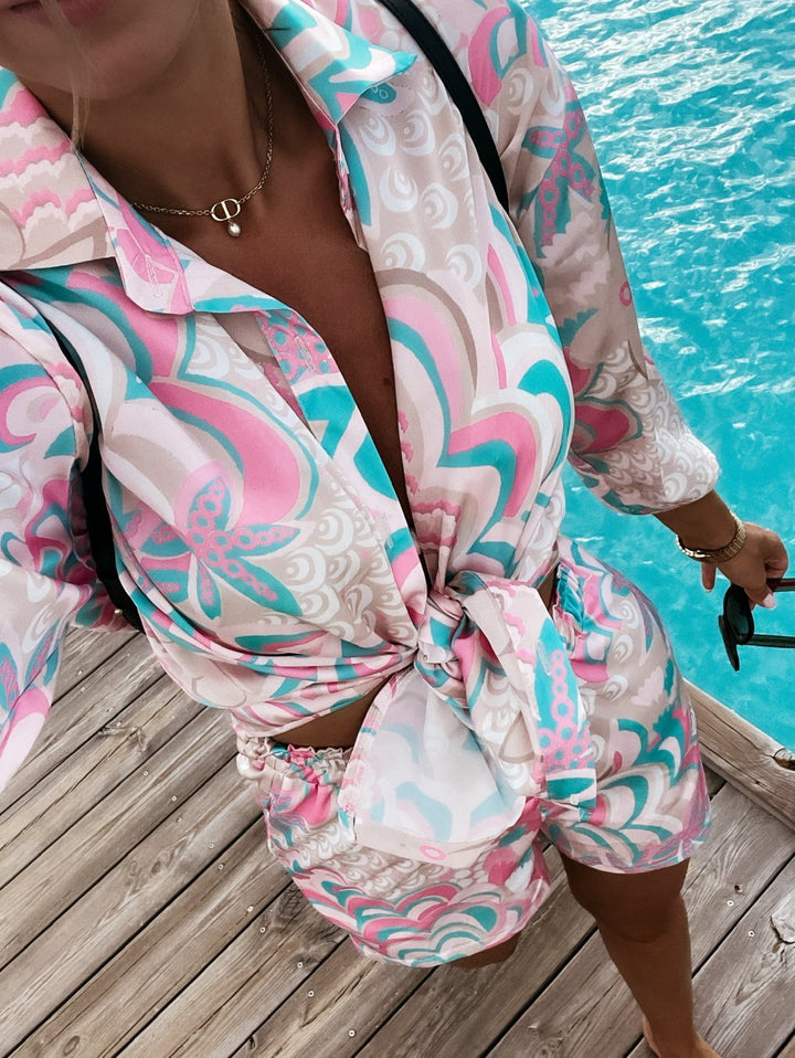 Ladies Elegant Chic Printed Coordinated Set