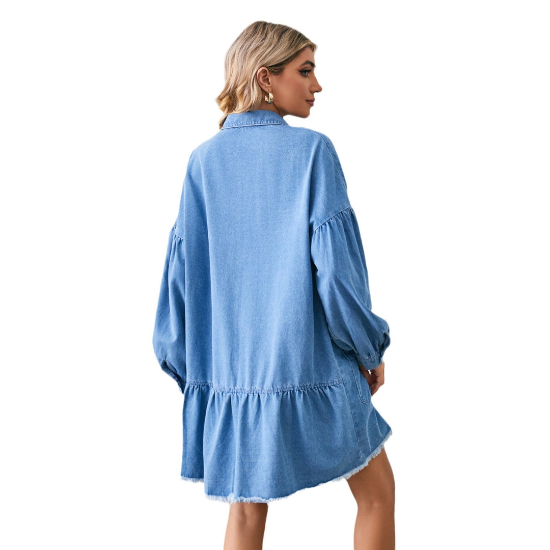 Women's denim dress with voluminous sleeves Lune London
