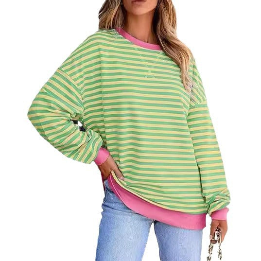 Women's Casual Sweater with Wide Stripes Lune London