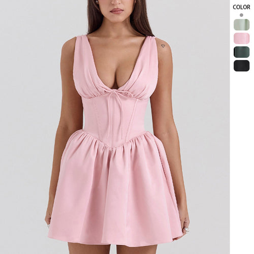 Fun mini dress for women with a chic ruched neckline Chic & Stil