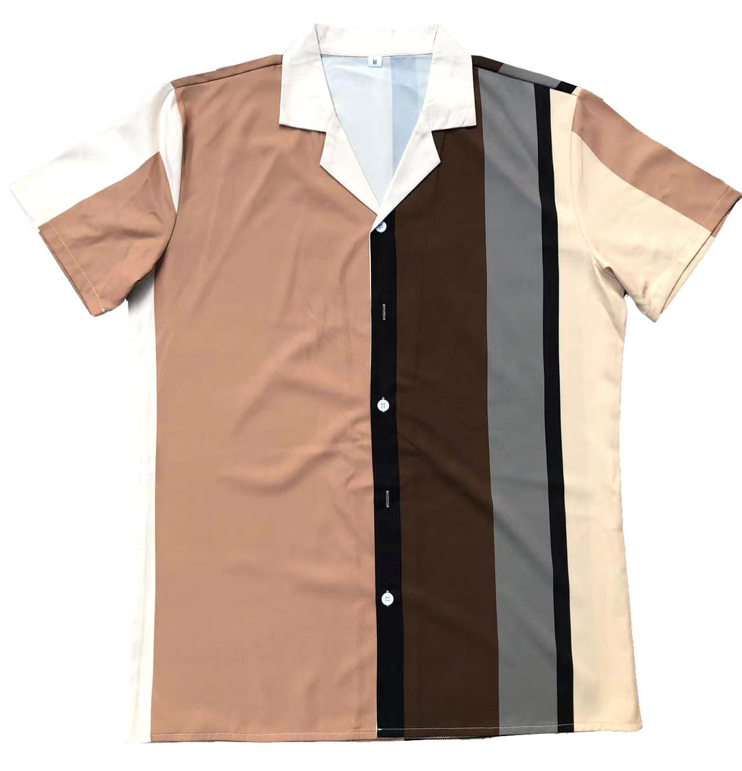 Short sleeve men's shirt with color blocks and buttonhole Lune London