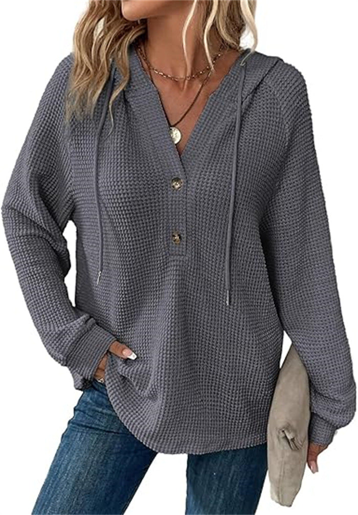 Ladies hooded sweatshirt in waffle texture Lune London