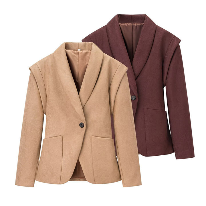 Elegant oversized blazer jacket for women in soft faux suede Lune London