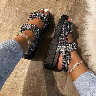 Women's strap sandals with cushioned sole and adjustable design Lune London