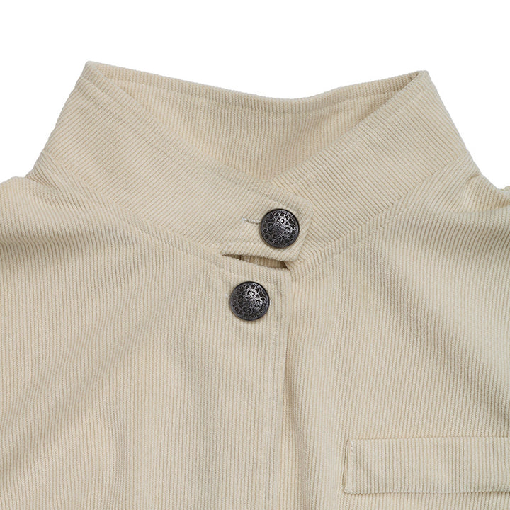 Trendy blazer jacket for women with a stand collar and snap button closure Lune London