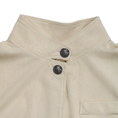 Trendy blazer jacket for women with a stand collar and snap button closure Lune London