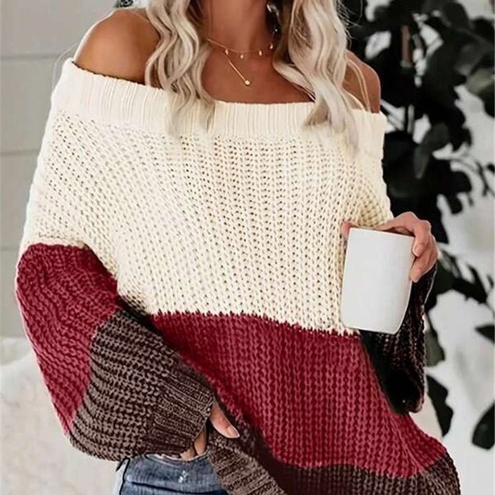 Oversized knit sweater for women with a relaxed fit and open shoulder Lune London