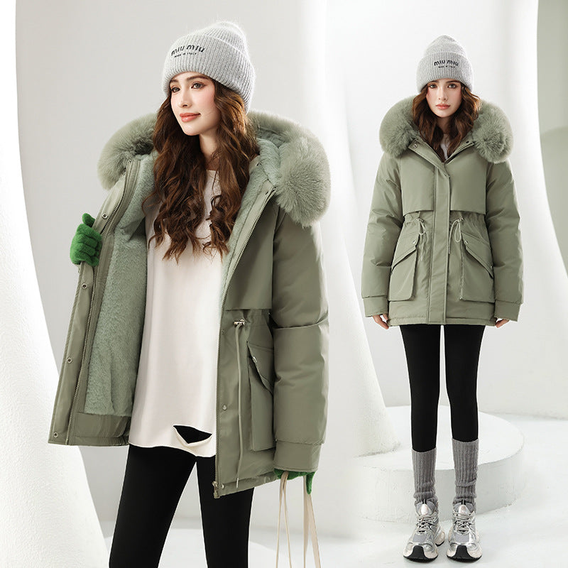 Ladies trendy winter jacket with removable hood and high-quality faux fur Lune London