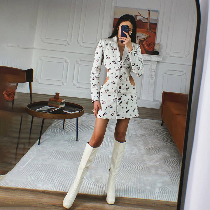 Women's blazer dress with playful cut-out details Lune London
