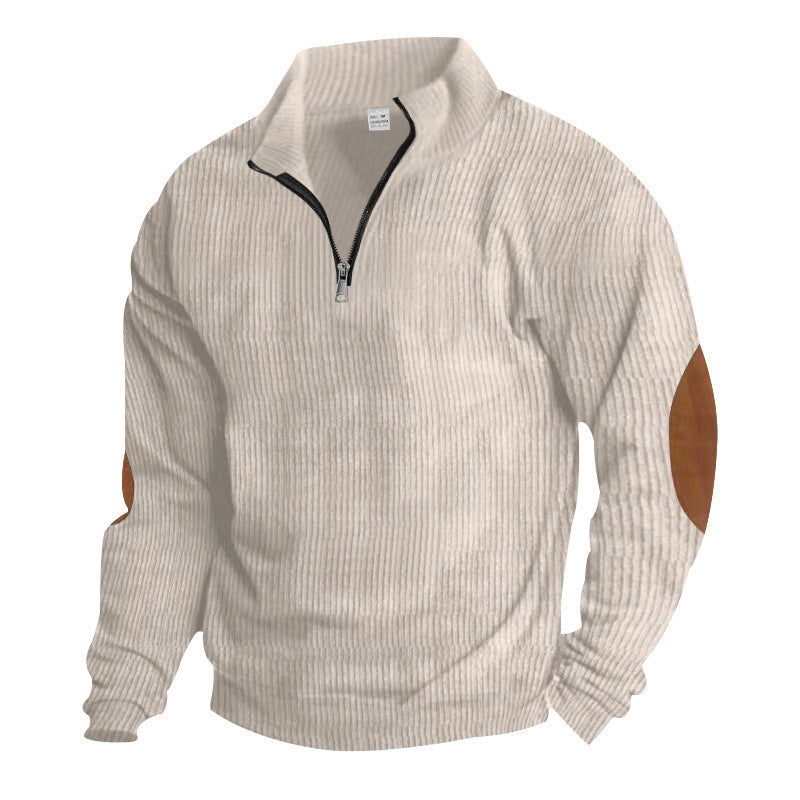Men's sweater with high collar and leather applications Lune London
