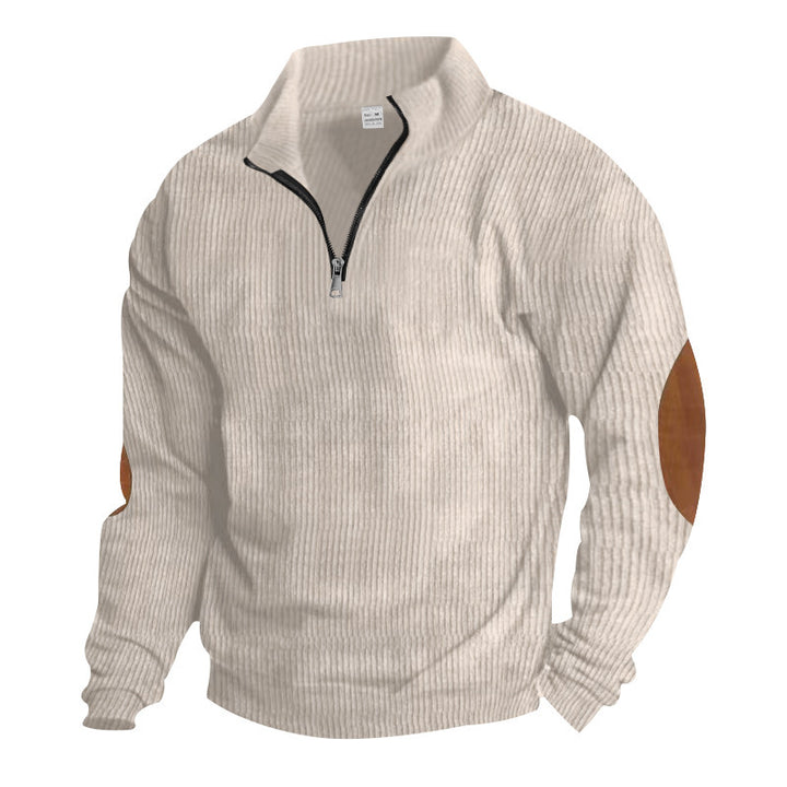 Men's sweater with high collar and leather applications Lune London