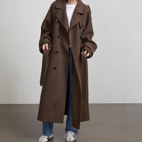 Oversized trench coat for women in high-quality wool blend with double breasted Lune London