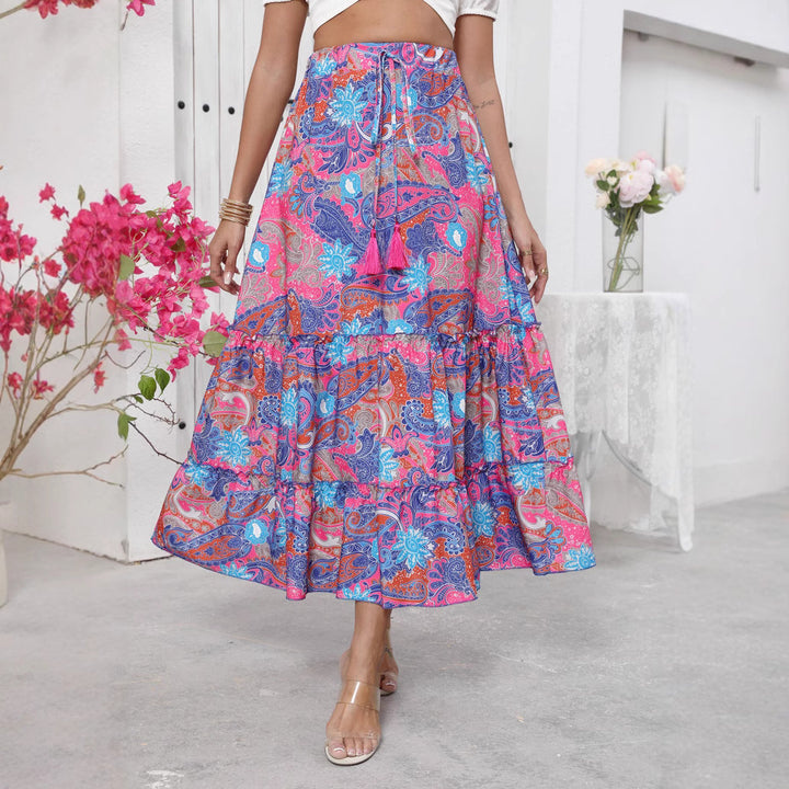 Maxi skirt for women with shelf design and drawstring belt Lune London