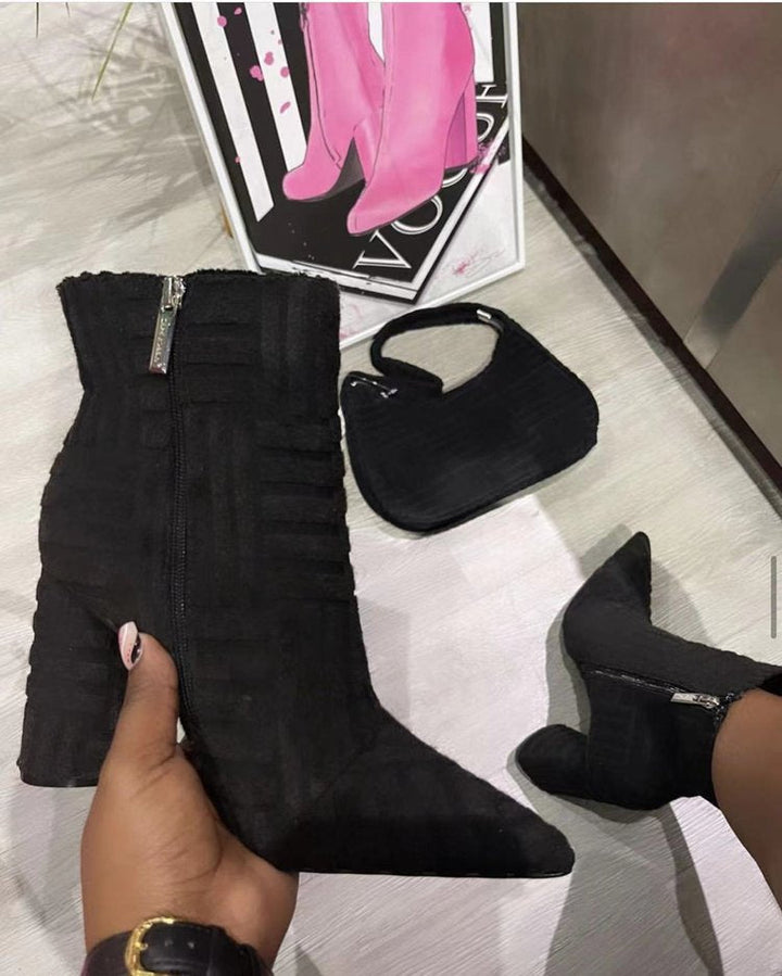 Women's Elegant Ankle Boots with Textured Upper Material and Practical Zipper Lune London