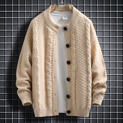 Women knitted cardigan with twisted pattern and buttons down the entire length Lune London
