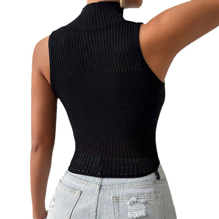 Lune London ribbed textured turtleneck cropped top for women