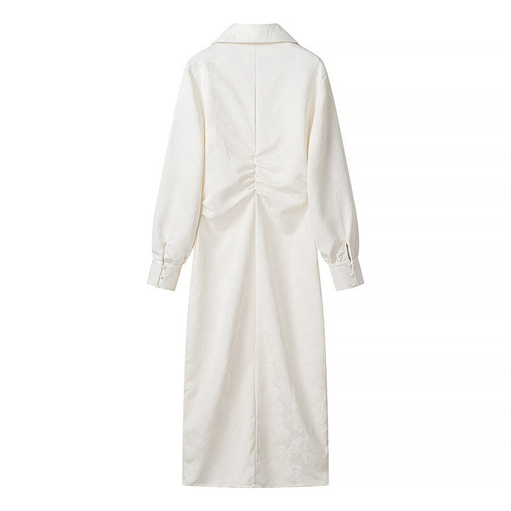 Long sleeve shirt dress for women with elegant collar and decorative button placket Lune London
