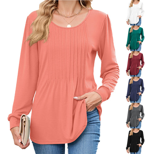Long sleeve women's T-shirt with decorative pleats Lune London