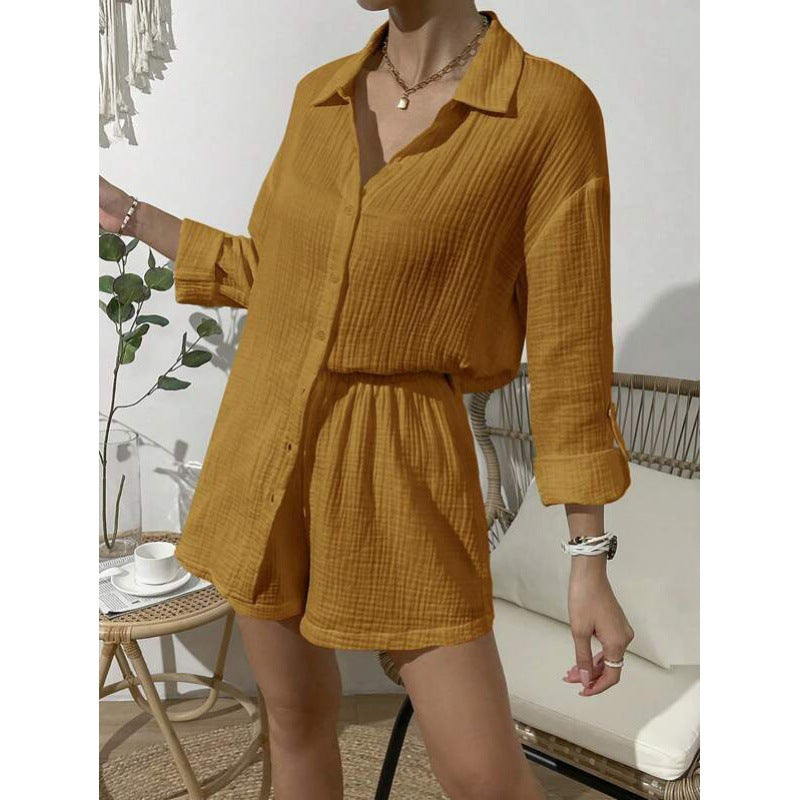 Lune London short sleeve top and lightweight shorts set for ladies