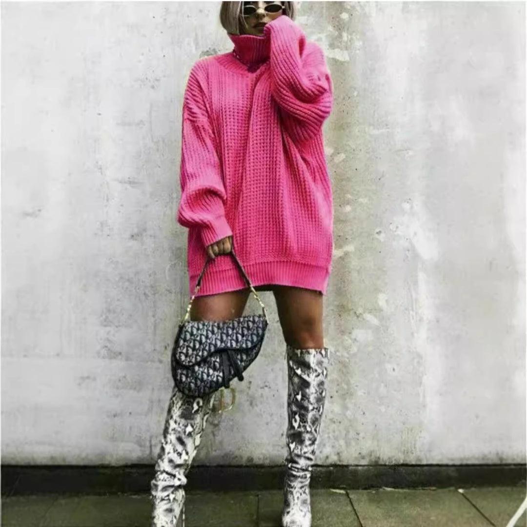 Oversized knitted sweater for women with high collar and oversized fit Lune London