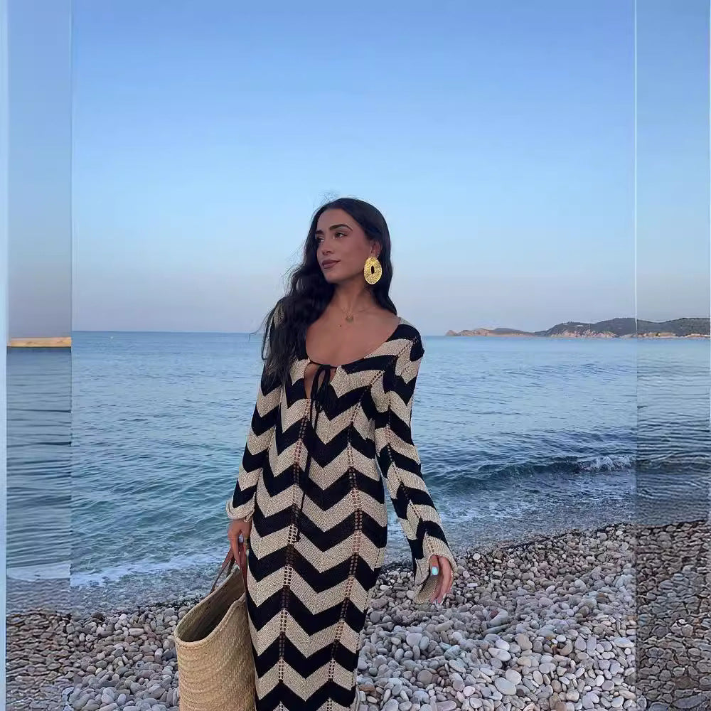 Ladies' knitted dress with zigzag design and loose fit Lune London