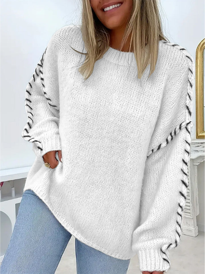 Oversized knit sweater for women with contrasting hem Lune London