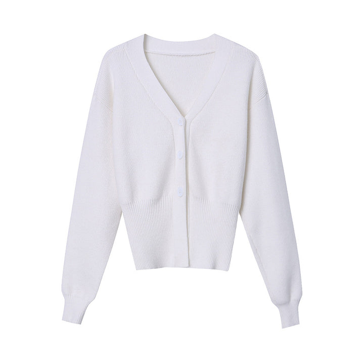 Ladies stylish cardigan with button details and elegant V-neck Chic & Stil
